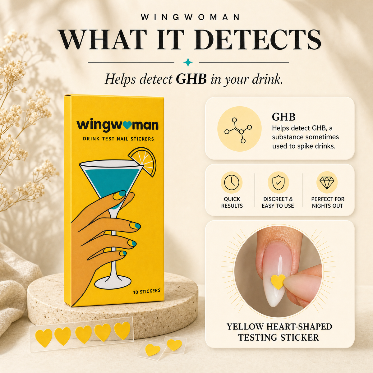 Wing Woman Drink Testing Sticker
